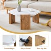 31" MDF Marble-Texture Pentagonal Coffee Table with Triangular Support Base and High Weight Capacity - 3 of 4