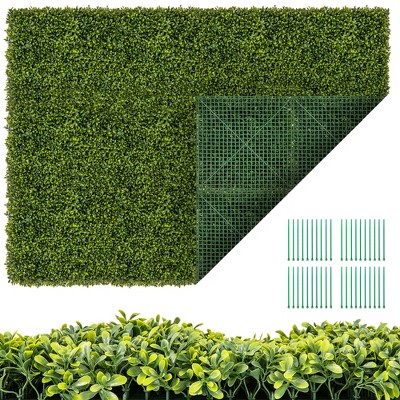 Tangkula 12 PCS 20" x 20" Artificial Hedge Boxwood Panels w/ Decorative Grass Wall Panels