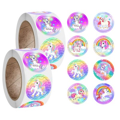 Playbees Unicorn Emoticon Sticker Rolls - 1.5 Inch Decal Stickers