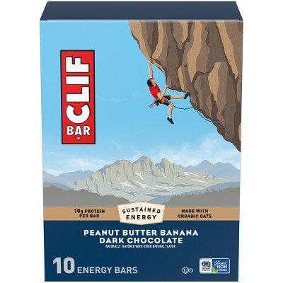 CLIF Bar Peanut Butter Banana with Dark Chocolate Granola Protein Bar Made with Organic Oats - 10g Protein - 24oz/10pk