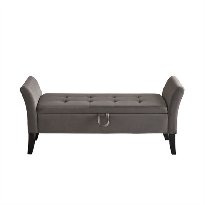 OUTSUPPLY Upholstered Storage Bench for Bedroom, Living Room, Hallway, Ottoman Stool with Solid Wood Legs, Easy Assembly