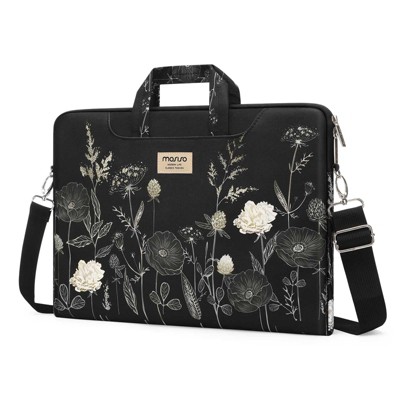 Laptop Bag for Women, 15 inch Computer Bag Compatible Messenger Shoulder Sleeve with Strap, Retro Flower