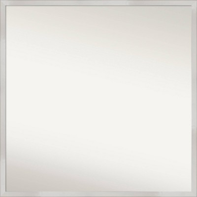 28" x 28" Non-Beveled Svelte Silver Wood Wall Mirror - Amanti Art: Modern Square, Includes Mounting Hardware
