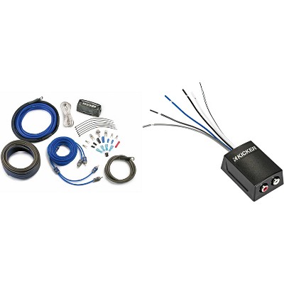 Kicker 46KISLOC2 K-Series Stereo Line-Output Converter w/ Remote Turn-On Output & 46CK4 4 AWG 2-Channel Amp Kit