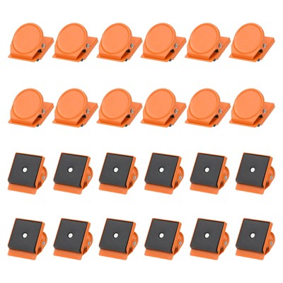 Unique Bargains Stainless Steel Decorative Hooks and Hangers Refrigerator Magnetic Clips 1.38" x 1.22" 24 Pcs