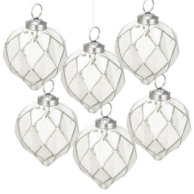 Gulches Set of 6 Exquisite 4.3" Glass Christmas Ball Ornaments - Decorative Hanging Accents for Holiday Trees and Festive Celebrations
