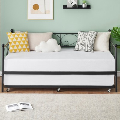 Metal Daybed Frame Without Mattress, Heavy Duty Metal Slats, Foundation Platform Sofa Bed with Headboard for Bedroom