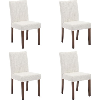 Dining Chairs Set- Upholstered Fabric Kitchen Chairs with Wood Legs & Padded Seats - Living Room Kitchen Furniture