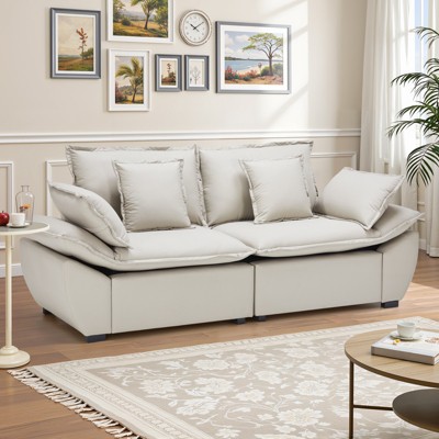 Buenhomino 87" Modern Sofa Loveseat, Modular Sectional Sofa, 2-Seater Comfy Cloud Couch, Deep Seat Couches for Living Room,Soft Faux Leather