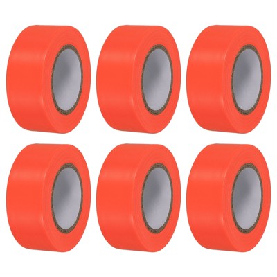 Unique Bargains PVC Non-Adhesive Flagging Tape for Tree Survey Boundaries 6 Pcs