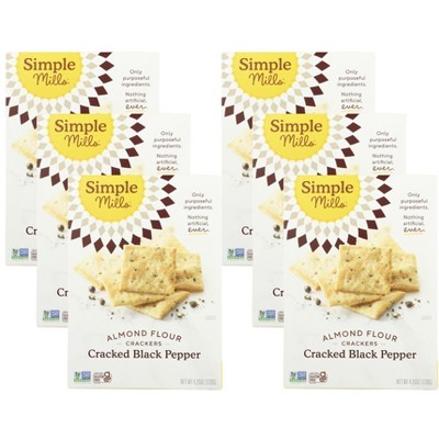 Simple Mills Cracked Black Pepper Almond Flour Crackers - Case of 6/4.25 oz