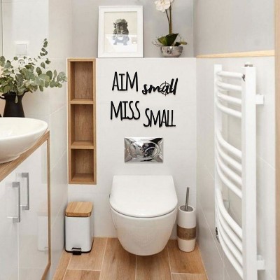 Aim Small Miss Small Metal Wall Art, Bathroom Sign