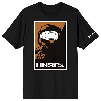 Halo Infinite UNSC Soldier Poster Art Crew Neck Short Sleeve Men's Black T-shirt