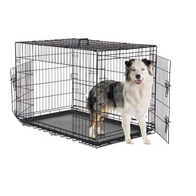 SEVOBAL Pet Crates and Houses 42 Foldable Animal Crate Featuring Access Doors, Customizable Interior, Slide Out Floor Pan, Black, 42.1"*26.7"*28.7"
