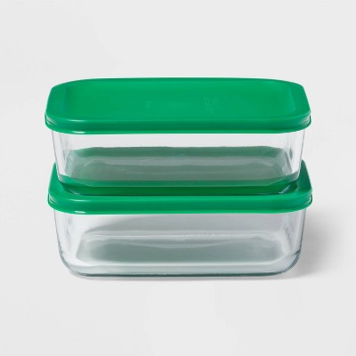 4pc (set of 2) 4c Rectangular Glass Food Storage Container Set - Room Essentials™