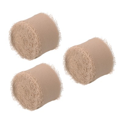 Unique Bargains DIY Crafts Party Gift Wrapping Fringe Chiffon Silk Ribbon 3 Rolls