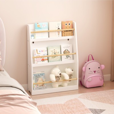 FONTOI 3 Tier Kids Book Shelf, Toy Storage Organizer, Kids Book Rack, Helps Keep Bedrooms and Playrooms Organized, White, 22.83*7.09*31.5