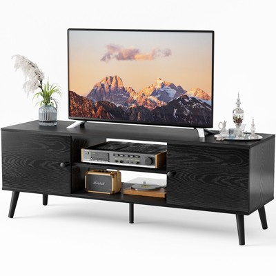 GlasFlength TV Stands and Consoles, Panel TV cabinet can Store, for Home Living Room Office TV Cabinet, Black, 53.5"*15.7"*18.9