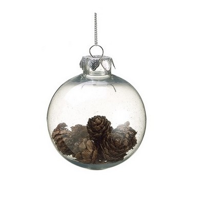 Allstate 3.5" Mini Pine Cone Filled Christmas Ornament - Clear/Brown