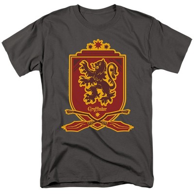 Harry Potter Gryffindor Broomstick Badger Logo Adult T-Shirt Charcoal