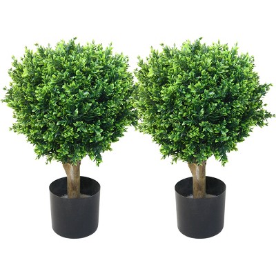 Nature Spring Large 24-in Artificial Hedyotis Topiary Trees - Set of 2