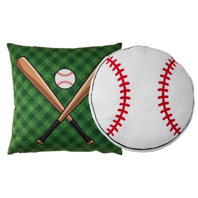 Mina Victory Plush Lines Baseball Set of 2 Multicolor Indoor Throw Pillows