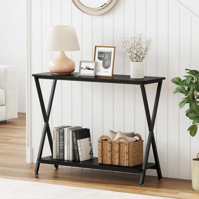 31.4" Console Table with Shelf, 2-Tier Narrow Entryway Table , Sofa Table, Console Tables for Entryway