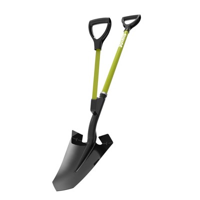 Sun Joe 9 Inch Digging Shovel with Assist Handle, Heavy Duty Steel Spear Head Gardening Tool, Shovelution, Green/Black, SJ-SHLV07