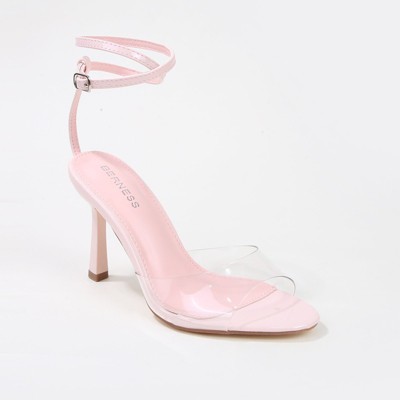 Berness Women's Ernie Ankle Wrap Clear Strap Stiletto Heels