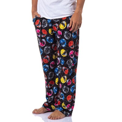 Power Rangers Mens' Tossed Print Red Pink Black Yellow Sleep Pajama Pants Black