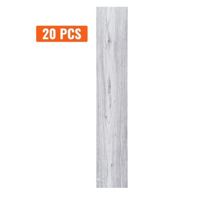 VEVOR Self Adhesive Vinyl Floor Tiles 36 x 6 inch, 20 Tiles 0.62mm Thick Peel & Stick, Light Gray Wood Grain DIY Flooring for Kitchen, Dining Room