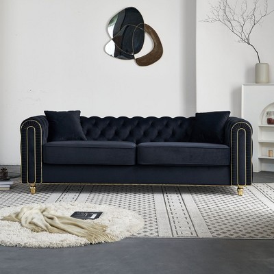 NicBex Modern 3-Seat Luxury Tufted Design Sofa Couch for Living Room,Bedroom,Velvet Upholstered Lounge Settee Sofa with Deep Cushions