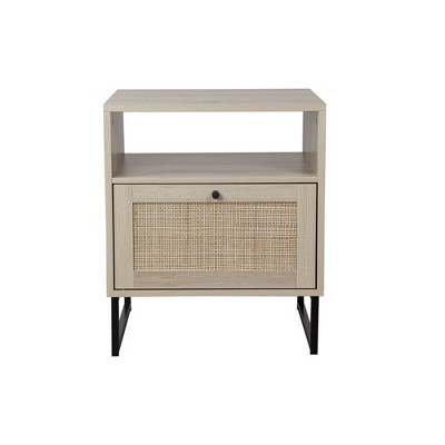 22" Mina Rattan and Wood Nightstand Side Table - Nathan James