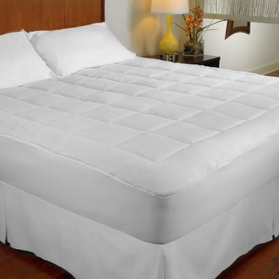 LoftWorks Queen Microplush Mattress Pad: Hypoallergenic, Woven Polyester, Machine Washable, Fits 12" Depth