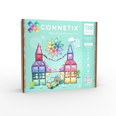 CONNETIX Magnetic Tiles Pastel Steam Pack Building Blocks 138pc