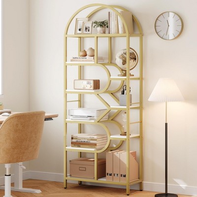 81.7in Tall 6 Tier Bookshelf Arched Bookcase ,Modern Geometric Design, Standing Bookshelves  for Bedroom ,Living Room, Home Office