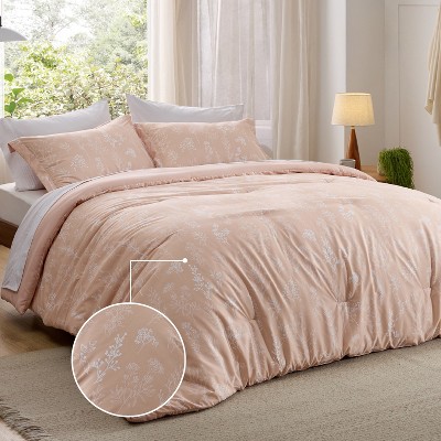 Cozy Comfort by Bedsure,Reversible Botanical Comforter Set, Soft 80GSM Lightweight Bedding with Floral Design