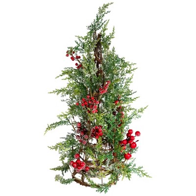 Northlight Icy Pine with Berries Artificial Cone Christmas Tree - 27"