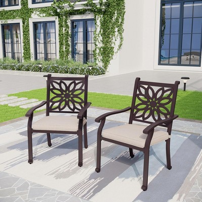 Captiva Designs Outdoor Steel Frame Weather Resistant Comfortable Chairs, Set of 2