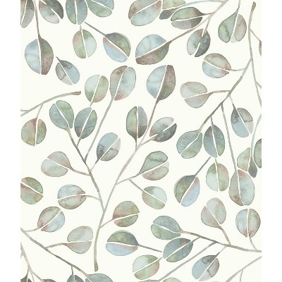RoomMates Cat Coquillette Eucalyptus Peel & Stick Wallpaper Blue: Removable Vinyl, Self-Adhesive, 28 Sq Ft Coverage