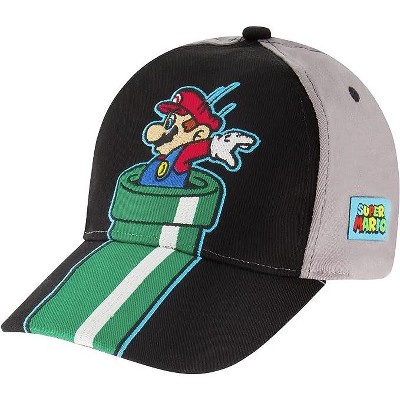 Super Mario and Bowser Baseball Cap, Little Boys Age 4-7- Gray