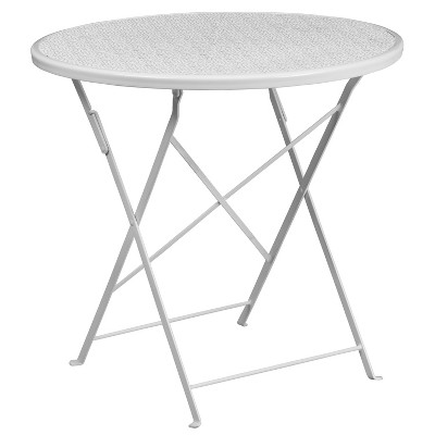 Flash Furniture Oia Commercial Grade 30" Round Indoor-Outdoor Steel Folding Patio Table