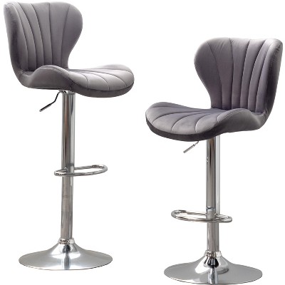 Ridstar Set of 2 Adjustable Swivel Bar Stools-Gray