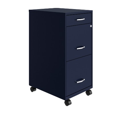 Space Solutions 18" Deep 3 Drawer Mobile Letter Width Vertical File Cabinet Navy