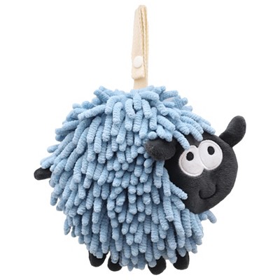 REGALWOVEN Sheep Shape Chenille Soft Absorbent Fast Drying Hand Towel with Hanging Loop 7" x 7" 1 Pack