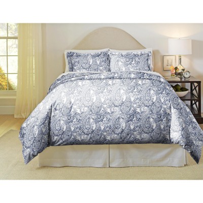 Pointehaven 200 Thread Count Printed 100% Cotton Breathabale Crisp Percale Woven Duvet Set