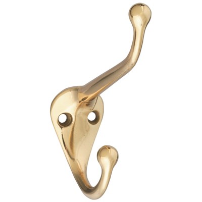 National Hardware 2 in. L Bright Brass Solid Brass Coat/Hat Hook 75 lb. cap. - Case of 5- 1 each