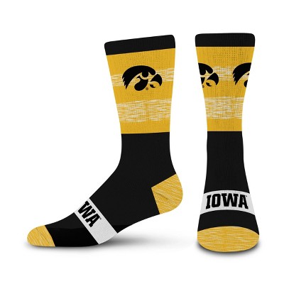 NCAA Iowa Hawkeyes Mixer Crew Socks: Cushioned Heel & Toe, Knit Midweight Fabric