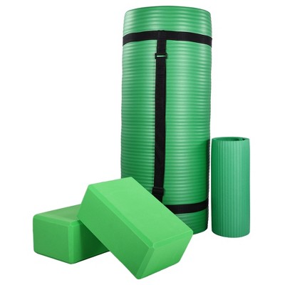 BalanceFrom Fitness 71"x24" Anti Tear Yoga Mat w/Strap, Knee Pad & Blocks