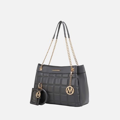 MKF Collection Mabel Quilted Women’s shoulder Bag & Bracelet Keychain with a Credit Card Holder by Mia K